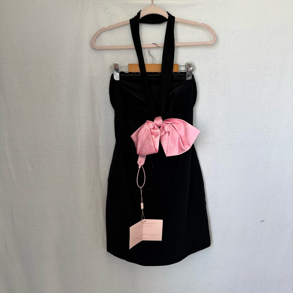 Nana Jacqueline Strapless Black Dress halter and bow - Picture 4 of 11